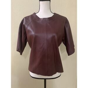 ASOS Women’s Unhemmed Leather Lined Top Maroon Back Zip US 4 UK 8